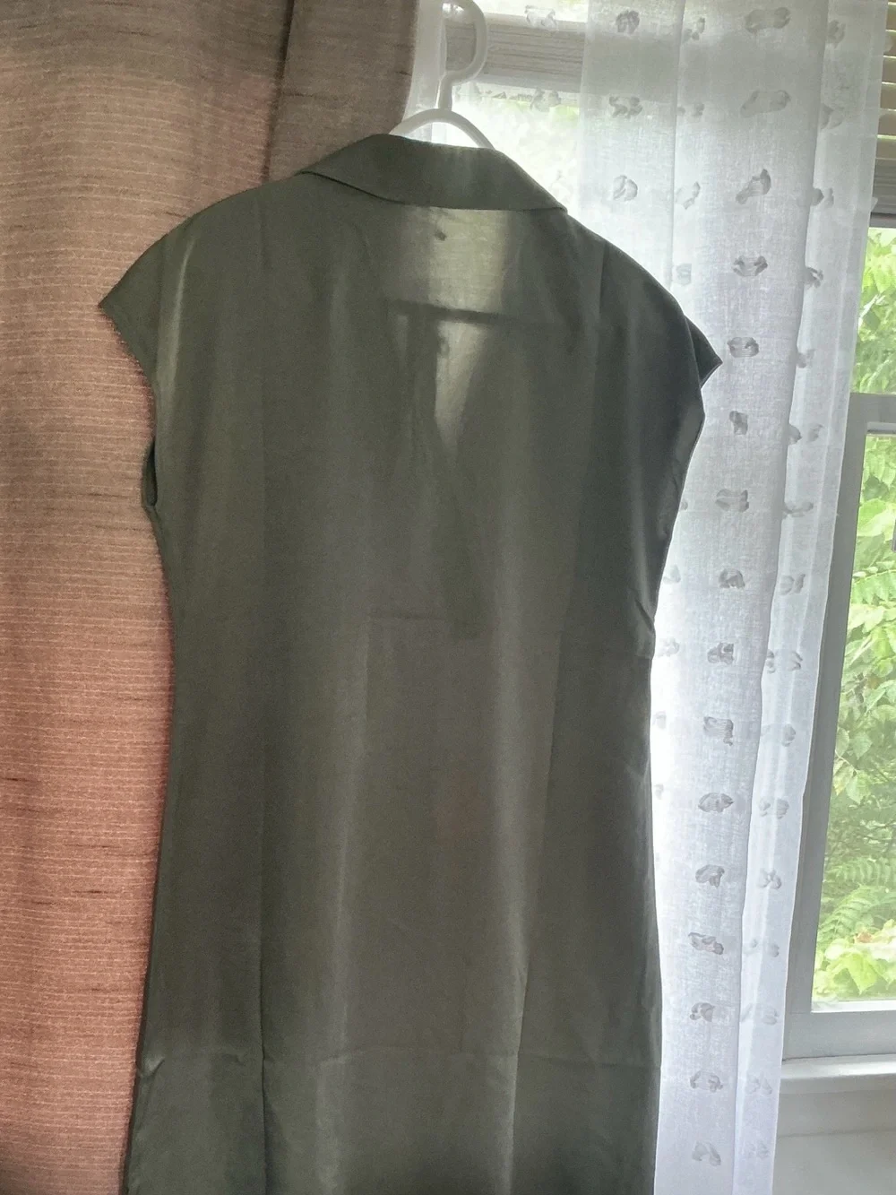 Sleeveless Polo Tunic Dress - Olive Green